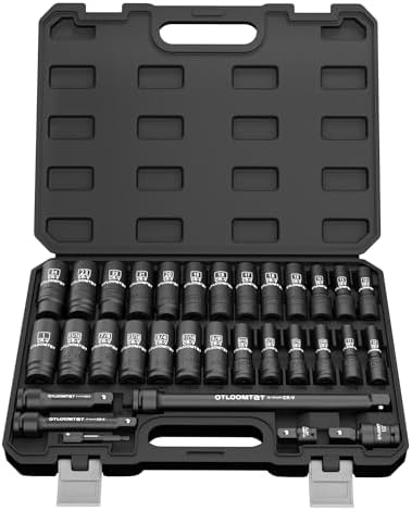 32PCS 1/2" Drive Impact Socket Set - Heavy Duty Industrial-Grade ...