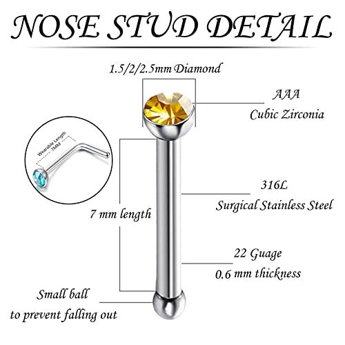 Cute Nose Rings for Women, Surgical Stainless Steel Nose Studs Women Men 20g Small Nose Rings Bone Studs, Hypoallergenic Real Nose Piercings Body Jewelry Bulk Unique Tiny4