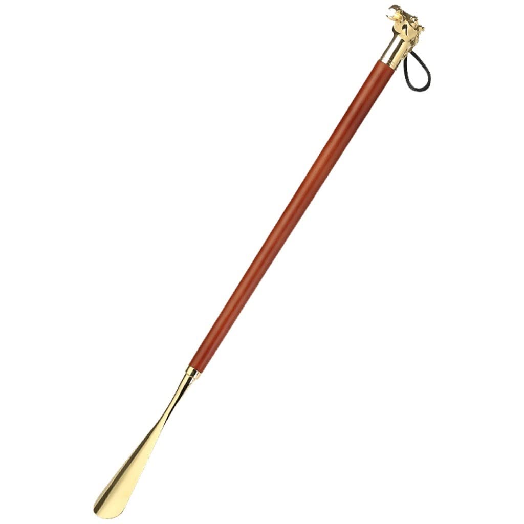 Qmbhoz Gold Red Shoe Horn Shoehorn Long Handle For Seniors Animal Head Handle Shoe Spoon, Zinc Alloy Beech Sturdy Shoe Lifter, Light Luxury Shoe Helper With Cotton Bag (Color : Size : Horse)