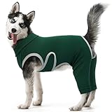 Kuoser Dog Surgical Suit Soft Dog Recovery Sleeve to Stop Licking, Male Female Dog Onesie Breathable Dog Body Suits After Surgery, Pet Recovery Suit Lick Sleeves for Rear Legs, Green XL