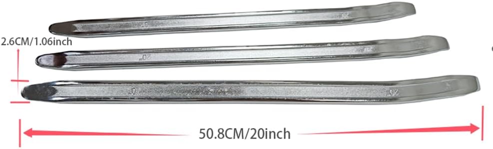 3-Piece 20-Inch Curved Tire Iron Spoon Set - Heavy-Duty Steel Tire Pry Bar Kit with Zinc Coating, Bead Lifting Tool for Motorcycle, Car, and Vehicle Tire Maintenance