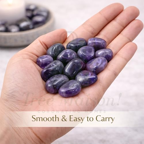 Image of Crystal Amethyst Tumble Stone Pebble Tumbled Gemstone for Reiki Healing Vastu Correction Gravels for Aquarium Home Decor Garden Table 100 Gm
