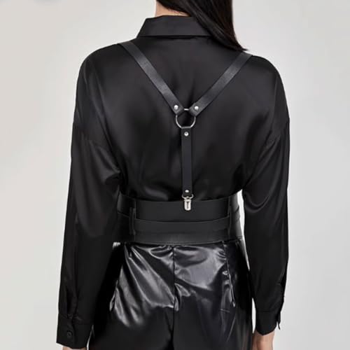 Punk Women's Suspenders Skirt Female Belt Hem Shoulder Belt Waist Seal Functional Style Detachable PU Leather Suspenders4