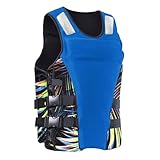 Professional Swimming Vest, Water Sports Safety Jacket with Reflective Strips, Adjustable Waist Swim Jacket, for Surfing Kayaking Rafting(Blue,Medium)
