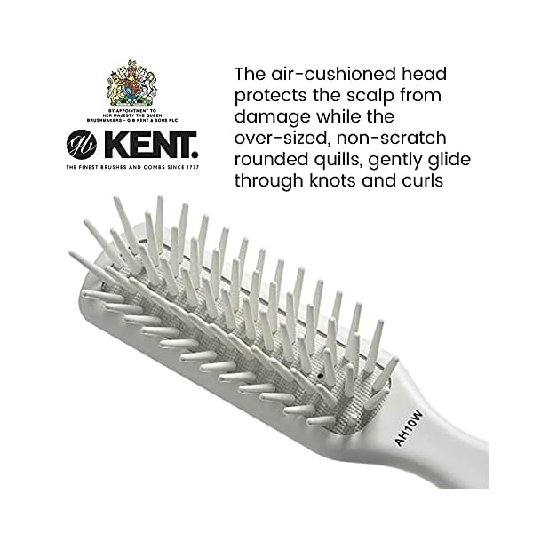 Kent-AH10W-Airhedz-Pro-Narrow-Pin-Hair-Brush-Fat-Pin-White-for-Detangling-and-Grooming Kent AH10W Airhedz Pro Narrow Pin Hair Brush (Fat Pin, White) - for Detangling and Grooming