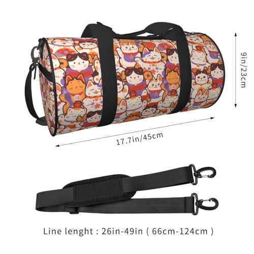 Large Duffle Bag for Travel - Maneki-Neko Cats Gym Bag for Women Men, Foldable Travel Bags for Women Men with Zippered Multiple Pockets2