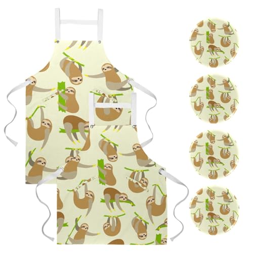 Tablier de nettoyage maison lot de 2 et bistrot bar multicolore