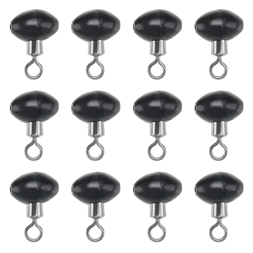 ECSiNG 50 Pieces 12x16mm Fishing Rolling Swivel Slider Bead Fishing Pulley Beads Fishing Tackle Zip SlidersFishing Tackle Running Slider Bead Swivel Connector, Black