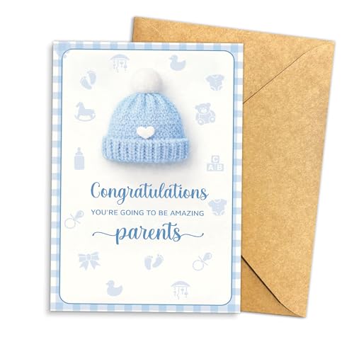 Podagree (5.3x8�C���`) Congratulations You're Going To Be Amazing Parents Card�A���킢���u���[�̂����j�҂݂̃x�r�[�n�b�g�f�U�C���A�܂��ݎ��J�[�h �����t�� �V�����e�ւ̃M�t�g��