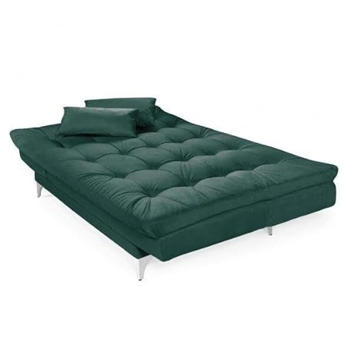 Sofá Cama 3 Lugares Versátil Império Estofados Verde