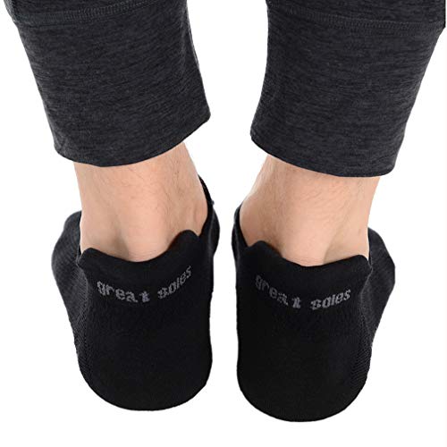 Great Soles Tabbed Grip Socks For Men - Non Slip Yoga Socks For Pilates, Barre, Ballet And Everyday Wear (Xl - Fits Mens Shoe Sizes 12-15, Black) #TOP2