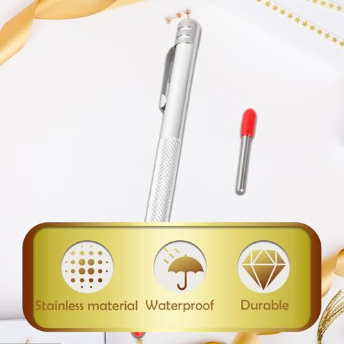 Gudalea 2 Stück Wolframcarbid Stift, Reißnadel Diamant, Anreißwerkzeug für Metall mit 12 Ersatz Markierspitzen für Glas, Keramik und Gehärteten Stahl (Silber)