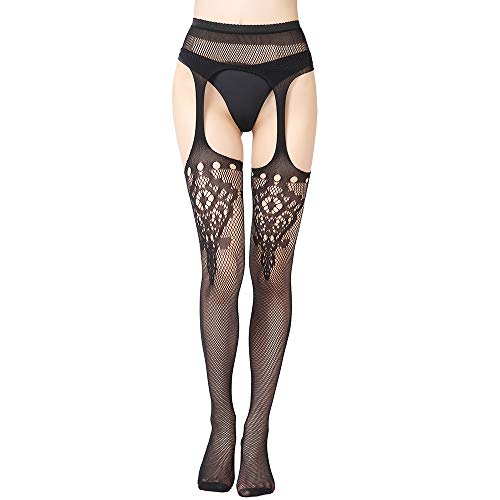 Image of EVERSWE High Waist Fishnet Tights, Thigh High Suspender Stockings