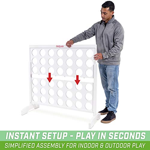 Image of GoSports 4 Foot Giant Wooden 4-in-a-Row Connect Game - Jumbo Party Size with Heavy-Duty Coins - Easy Setup and Portable Design for Indoor and Outdoor Yard Game for Adults