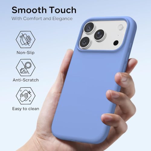 Image of DIZORO Compatible with (iPhone 18 Pro Case)(2026), Liquid Silicone 3 Layers Full Covered Soft Gel Rubber Phone Case,Shockproof Protective Cover with Anti-Scratch Microfiber Lining-Glacier Light Blue