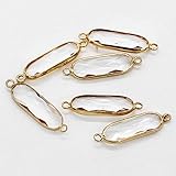  12 pcs coloré 7X21mm Quartz Ovale Pierre Naturelle 2 Boucles cristal strass Facettes Encadrée verre pendentif Bracelet pour Bijoux, clair