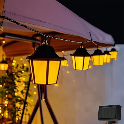 WRQIOO Lichterkette Außen Solar Solar Lichterkette Aussen Lampions 10 Laterne LED 3 5 Meter Warmweiß Solarlichterkette Außen Wetterfest für Hochzeit Balkon Terrasse Garten Deko