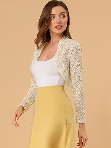 Image of Allegra K Women's Elegant Crop Cardigan Sheer Floral Lace Bolero Shrug Top