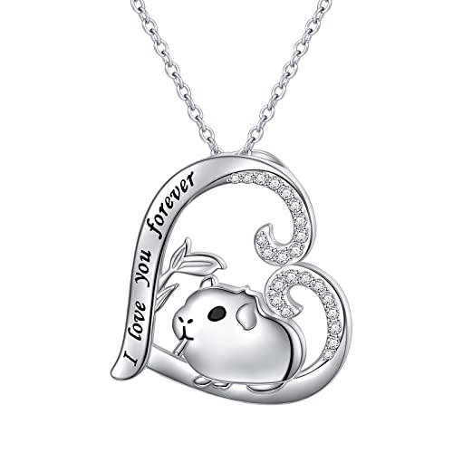 YinShan Cute Animal Necklaces for Women Girls 925 Sterling Silver Guinea Pigs/Sunflower/Panda/Alpaca & Sloth/Bunny/Puppy Dog Necklace Jewelry Birthday Gifts