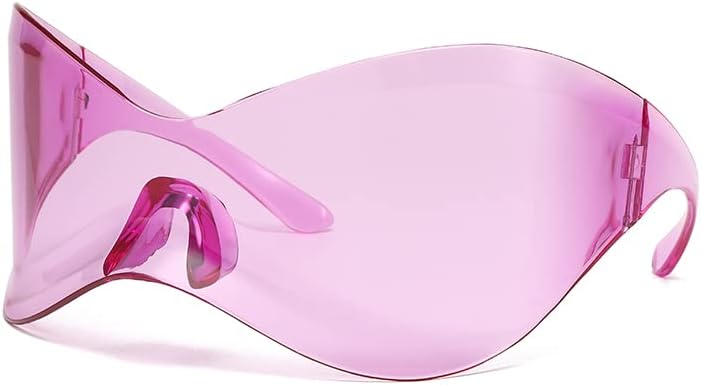 Y2K - Gafas de sol de gran tamaño con escudo futurista masculino femenino envolvente de moda máscara máscara gafas de sol futurista de moda