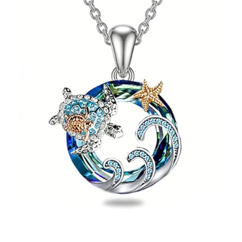 Collier tortue en opale de feu bleue pendentif bohème porte-bonheur pour femme
