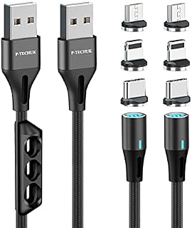 P-TECHUK Fast Charging 360° Magnetic 3 in 1 Cable, Magnetic Charging Cable, Magnetic Cable, Universal magnetic charger cable. (2 x 1M cable, 6 tips, 1 x tip holder) A2P