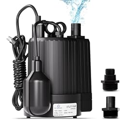 D-HONOR Sump Pump, Submersible Water Pump 1/3 HP 1600 GPH with Float Switch