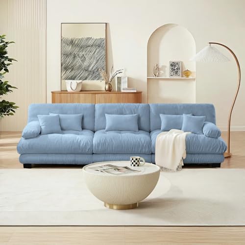 Image of SoarFlash 133.8 inch Sectional Sofa 3 Seat Couch, L Shaped Modern Sofa with Solid Wood Legs, Couches Sofas for Living Room Apartment, Comfortable Small Couches for Small Spaces, Blue