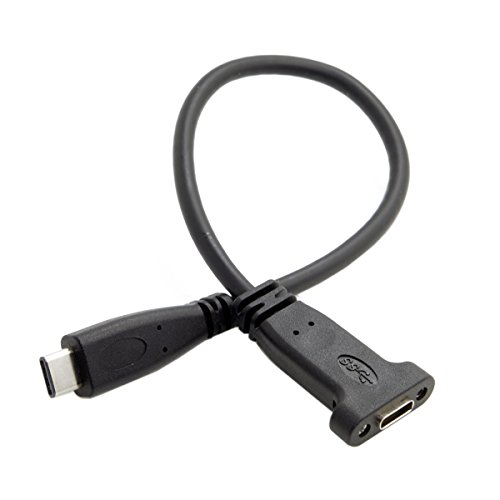 cablecc USB-C USB 3.1 Type C Male to Female Extension Data Cable with Panel Mount Screw Hole, Type-C Female to Type-C Male - Image 3