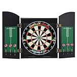 GORILLA DARTS Centre Set Wooden Black Ash Cabinet Set Dartboard inc Darts Package