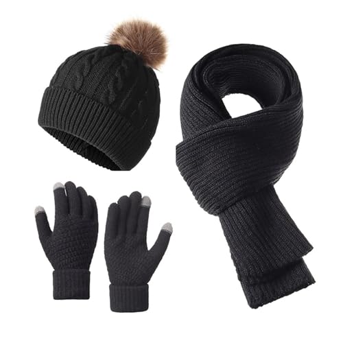 Ensemble rouge bonnet écharpe gants femme contre le vent et le froid hivernal