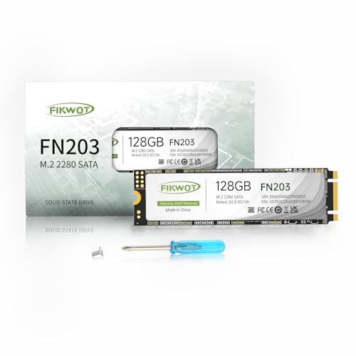 Fikwot FN203 M.2 SATA SSD - SLC Cache 3D NAND TLC SATA III 6Gb/s M.2 2280 NGFF Internal Solid State Drive Up to 550MB/s Compatible with Ultrabooks Tablet Computers and Mini PCs (128GB)