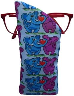 Love Elephant Pink & Blue Hand Made Glasses Case Lined & Padded Each One Unique