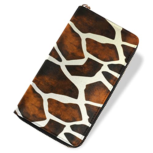 TropicalLife Wallets For Women Giraffe Texture Pattern Gold Zip Around Credit Card Holder Organizer Long Wallet Large Capacity Lightweight Ladies Purse4