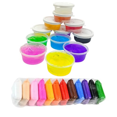 Image of Eclet (12 Slime + 12 Clay Creative DIY Kit for Toddler Kids with Tools |Combo Slime & Clay Fun Joy Pack for Kids Arts & Crafts, Sensory Play, Birthday Gift for Boys & Girls Age 3+