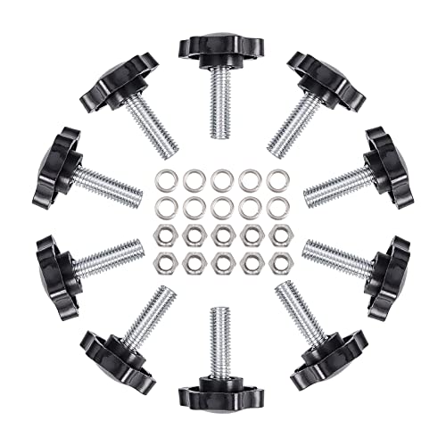 Increway M8 X 30Mm Male Thread Knurled Clamping Knobs Grip Thumb Screws, Carbon Steel Standard Coarse Threads Clamping Rosette Knobs, Black,12Pcs #TOP12