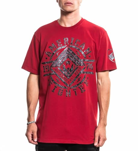 American Fighter Men's T-Shirt, Graphic Print, Short Sleeve (US, Alpha, Medium, Regular, Regular, Equestrian Red (Alderson))