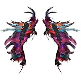 ZSUIQIN 1 Pieza Cuello de Plumas Negro, Chal Gótico, Mantón Plumas, Gótico Mantón de Las Pluma para Halloween, Carnaval, Baile, Actuación de Personajes (Colorido)