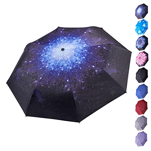 Goothdurs UV Sun Umbrella Compact Folding Travel Umbrella for Windproof, Waterproof - 99.9% UV Protection Small Mini Parasol with Black Anti-UV Coating for Men & Women