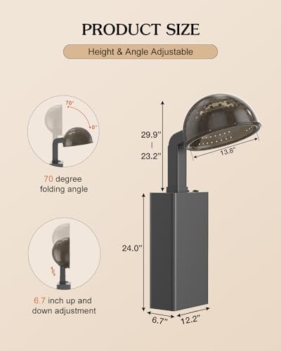 Paddie Professional Hooded Conditioning Salon Hair Dryer 1000W with Stand, 60-Minute Timer, Temperature Adjustable, Angle & Height Adjustable Downdraft Hood - Thumbnail 6