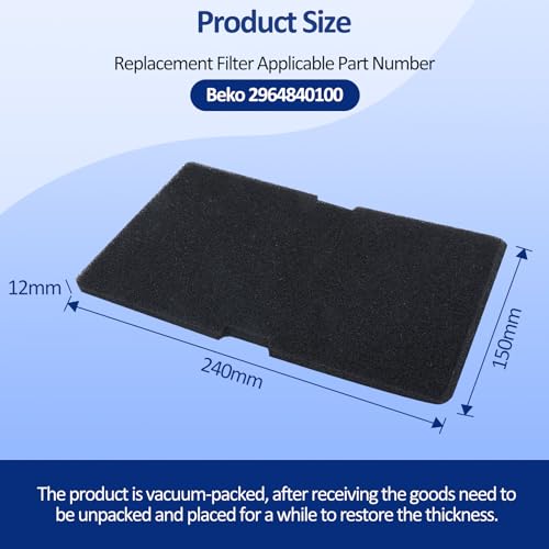 4 Stück Filter Trockner Filter Ersatzteile für Beko Trockner 2964840100 Ersatzteil Schwammfilter für Wäschetrockner Zubehörset 240 x 150 x 12mm (auch für Grundig, Blomberg, Elektra-Bregenz)