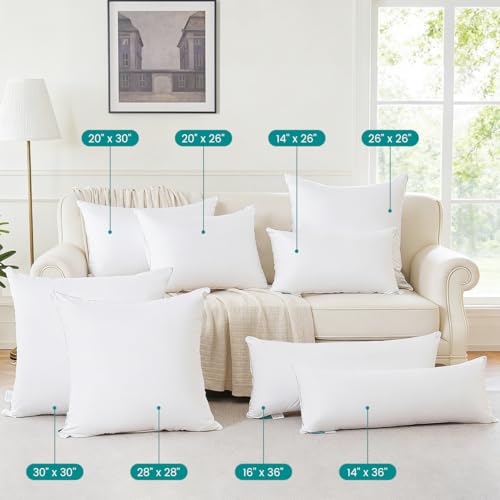 Image of Oubonun 14 inchx36 inch Throw Pillow Insert - Plush and Supportive Decorative Cushion with 100% Cotton Cover, for Couch, Sofa, Bed, Chair - Pack of 1