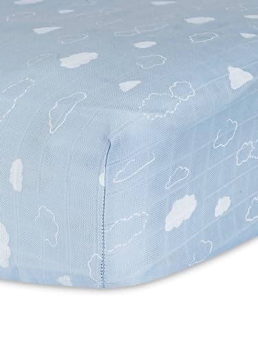 Image of Under The Nile Muslin Crib Sheet - Clouds - Organic Cotton