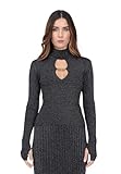versace collection pullover damen VERSACE JEANS COUTURE Geripptes Stehkragen Trikot mit langen Ärmeln mit Lurex-Stickerei und Ausschnitt und wird durch die Personalisierung mit dem Institutional-Logo unterstrichen. Das Model ist 170 cm groß und trägt Größe S. Kollektion Herbst Winter