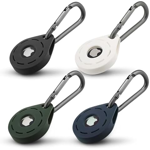 KOZYLAND 4 Pack Airtag Holder, Airtag Keychain, Silicone Air Tag Holder, Soft Shockproof & Dropproof Airtag Case for Kids Backpacks, Car, Dog, Cat Collar, Luggage and Keys Cover
