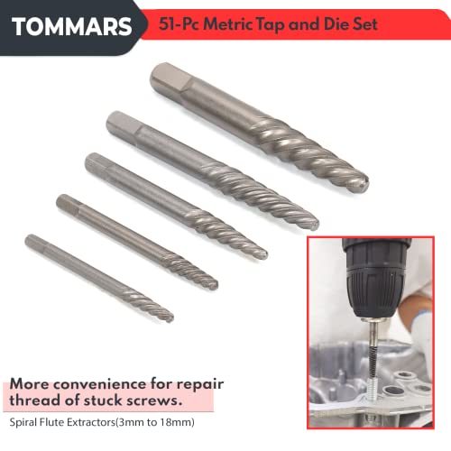 Tommars 51-Pc M6 To M24 Jumbo Tap And Die Set Metric Round Threading Dies For Threading And Rethreading Internal And External Threads #TOP6