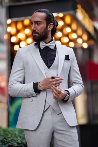 Men's Suits 3 Piece Double Breasted Suit Men Slim Fit Wedding Suits for Men One Button Blazer Jacket Vest Pants Set3