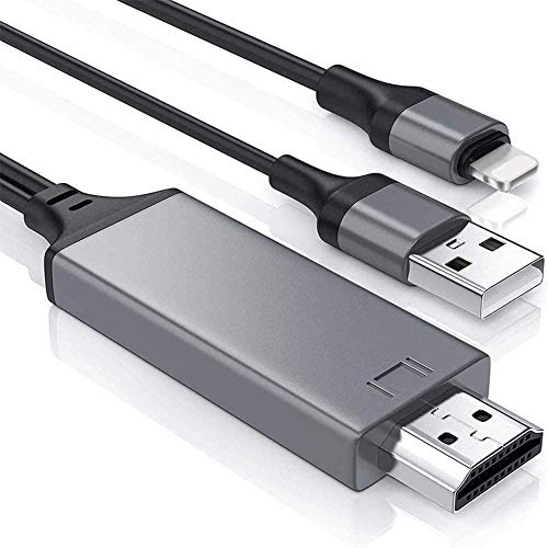[Apple Mfi Certified]Compatible With Iphone Ipad To Hdmi Adapter Cable,1080P Digital Av Connector Cord For Iphone12/11/11Pro Max/Xr/Xs/X/8/7 Ipad Pro Air Mini Ipod To Tv/Projector/Monitor-6.6Ft Black #TOP1