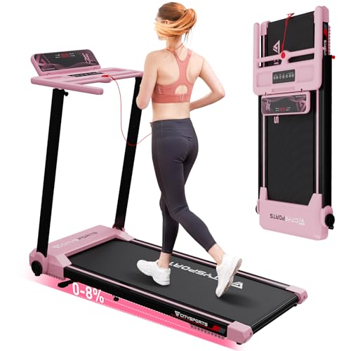 CITYSPORTS Folding Treadmill with 8% Incline, 12km/h Portable Fitness Walking Machine, 1400W Motor...