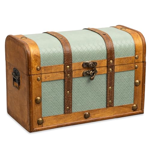 Medium Wooden Treasure Chest with Removable Tray Keepsake Box 12x6x8 in